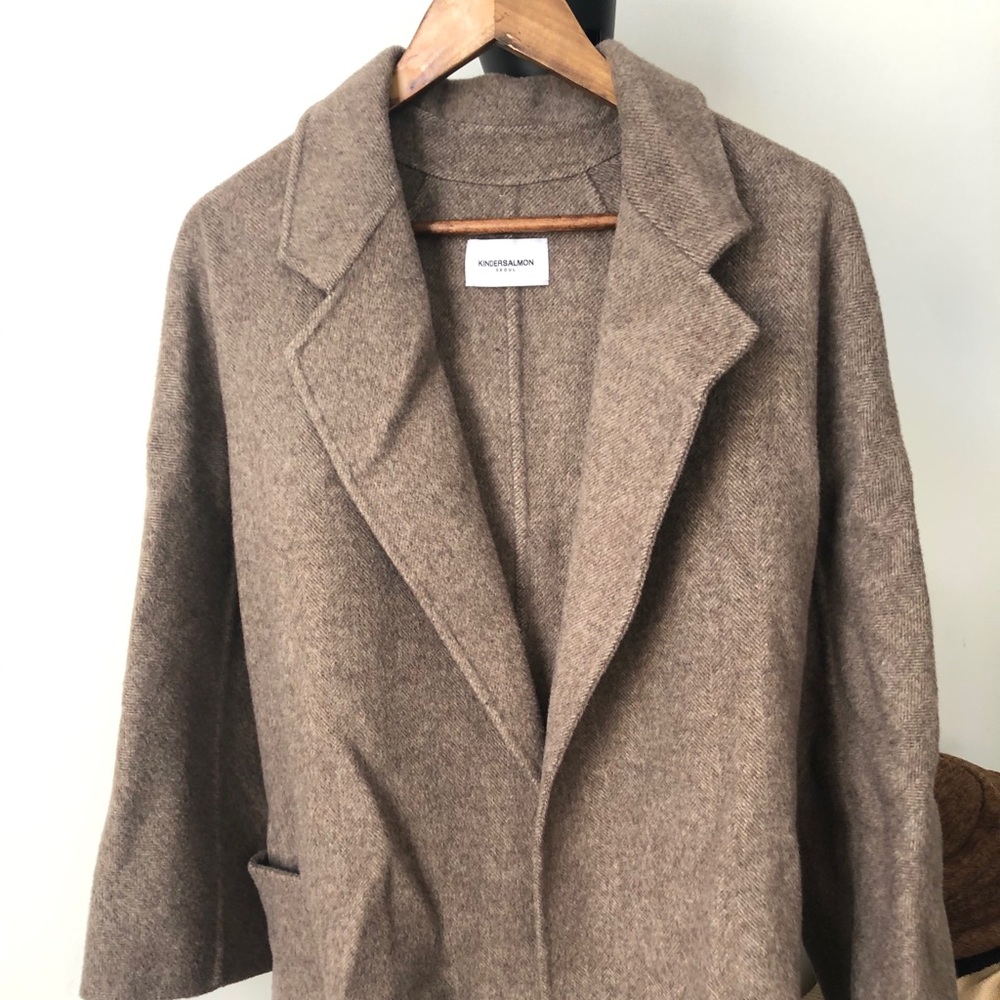 W concept oversized belted wool coat